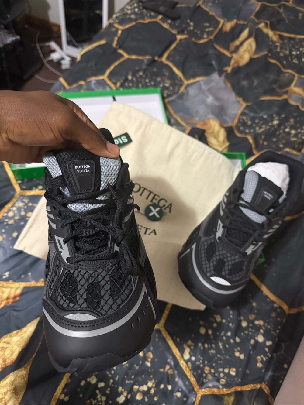 Bottega Veneta Men's Black & Gray Runner Sneakers